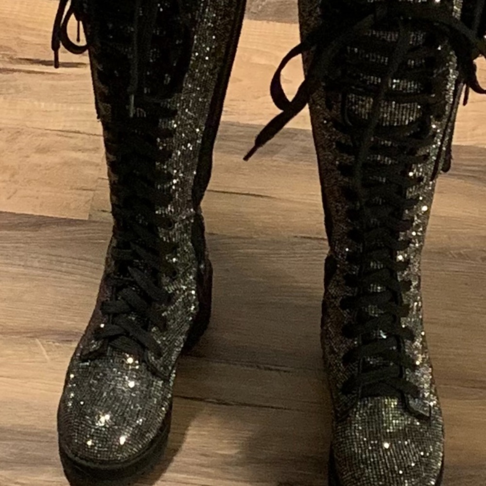 Dolls kill rhinestone combat boots size 6